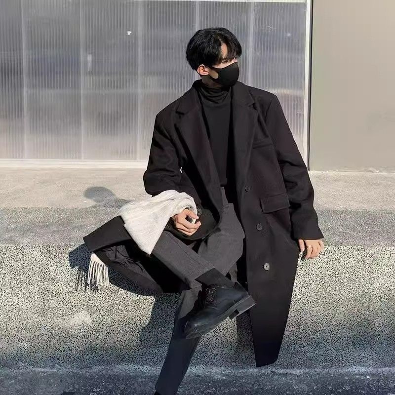 boy Boy Boy Men's Wool Medium Length Autumn Winter High-end Trendy Plus Size Thick Over-the-knee Loose Woolen Trench Coat For Women_voghion.com