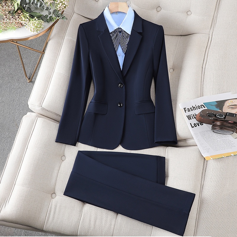 ChicShe Professional Suit Set For Women Hotel Front Desk Manager Workwear Autumn Winter Elegant Civil Servant Formal Small_voghion.com