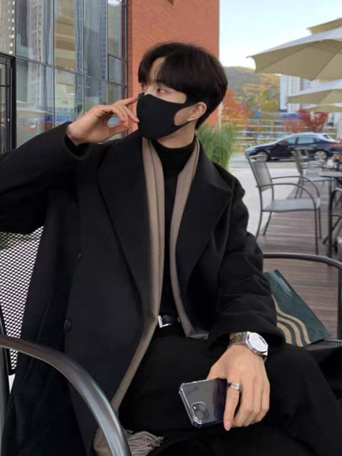 boy Boy Boy Winter Wool Coat For Men, Hong Kong Style, Mid-Length, Over-the-Knee, Thickened, Loose Fit, High-End Woolen Trench Coat,_voghion.com