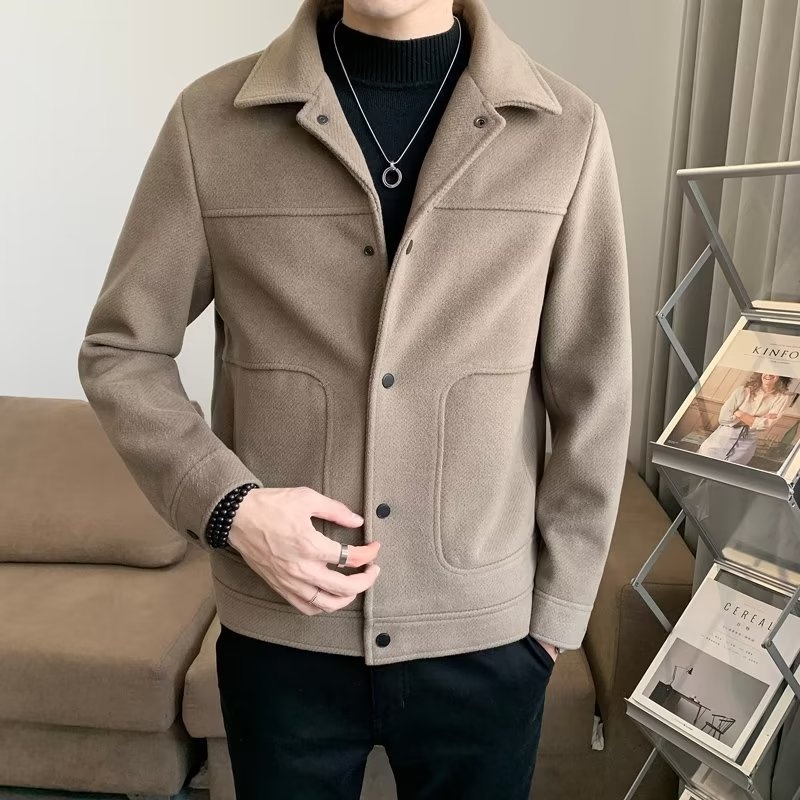 boy Boy Boy Winter Korean Coat Men's Light Mature Style Lapel Woolen Jacket Autumn Trendy Short Slim Fit Versatile Overcoat_voghion.com