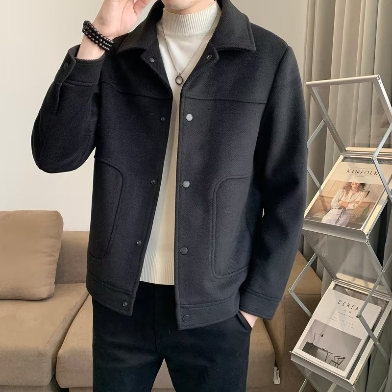 boy Boy Boy Winter Korean Coat Men's Light Mature Style Lapel Woolen Jacket Autumn Trendy Short Slim Fit Versatile Overcoat_voghion.com