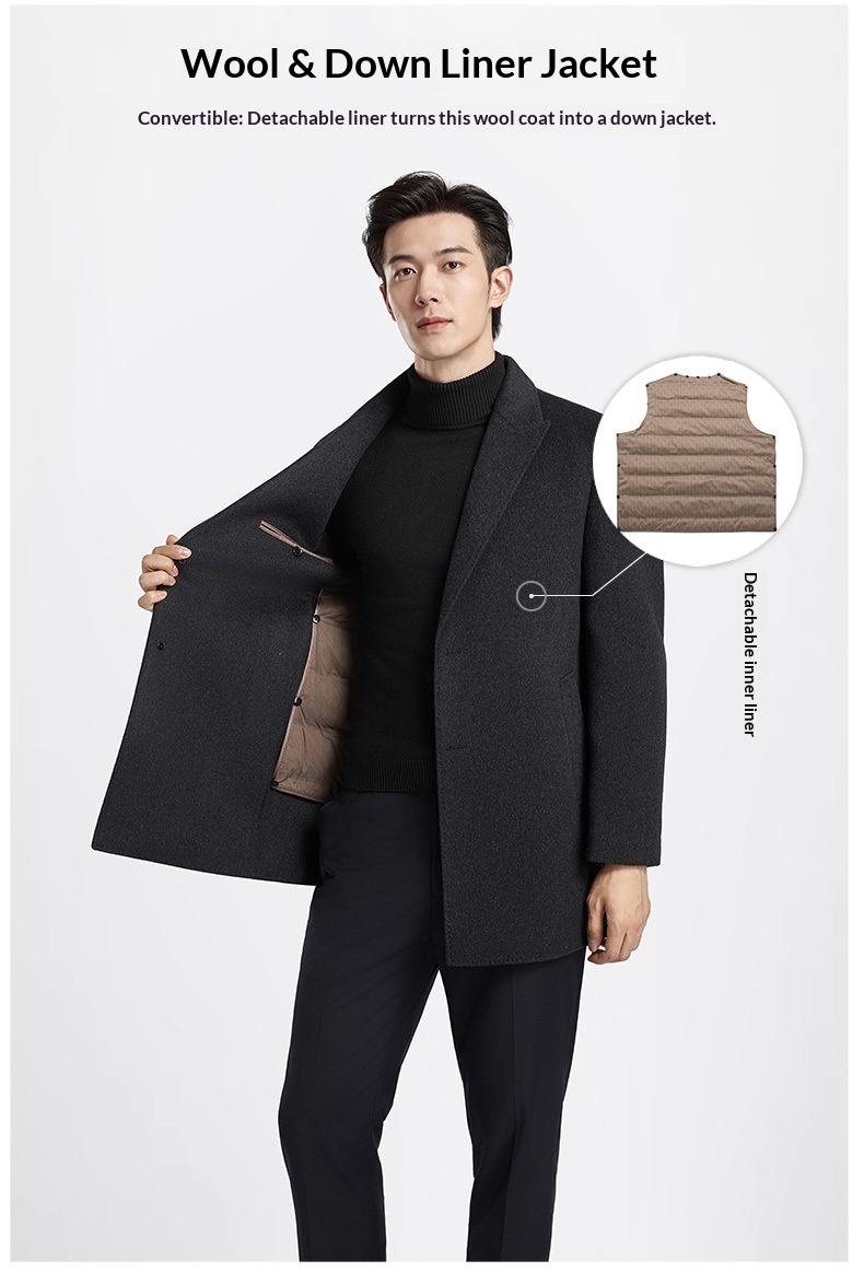 boy Boy Boy Men's 100% Double-Sided Wool Coat Autumn Winter Light Business Mid-Length Down Liner Suit Collar Woolen Jacket_voghion.com