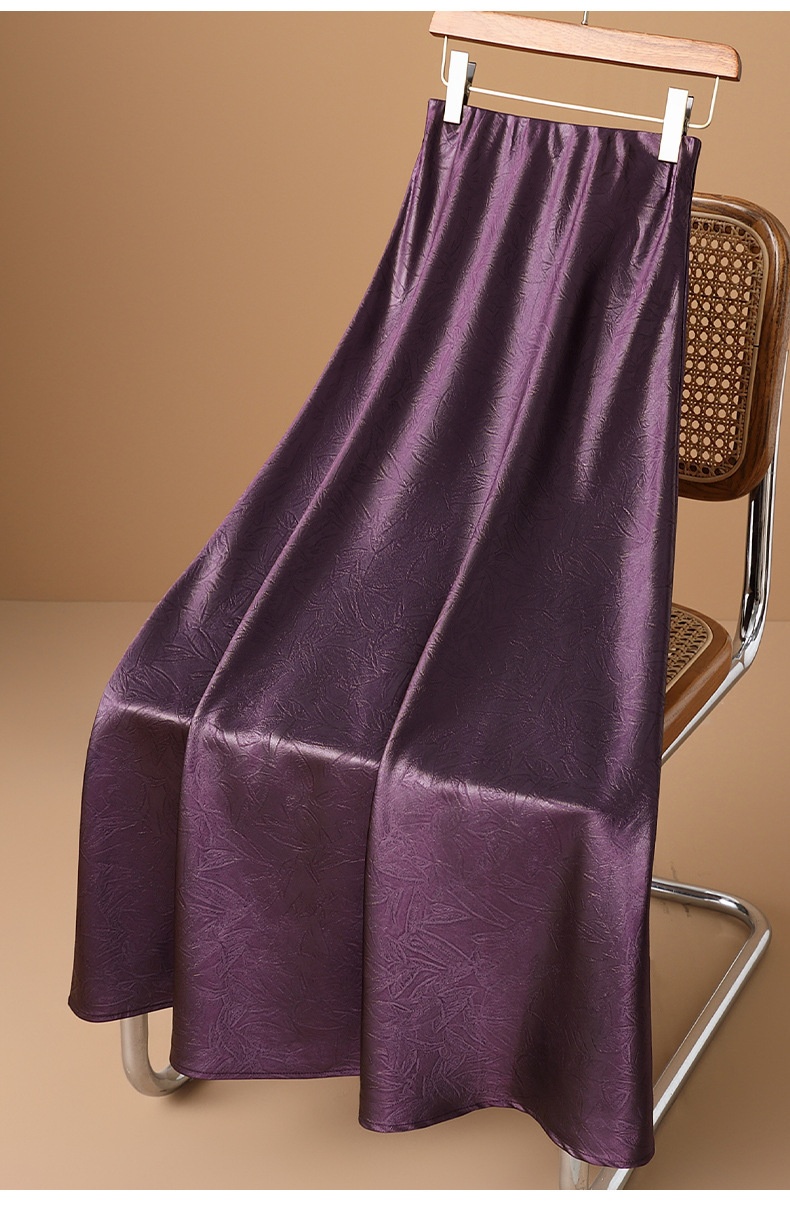 ChicShe S10 Champagne Pink Jacquard Silky Satin Half-length Long Women 2025 Spring European Goods Western Style Fishtail Skirt_voghion.com