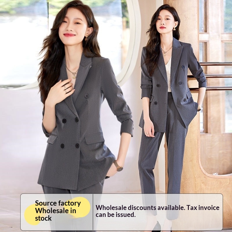 ChicShe Women's Suit Set Professional Double-Breasted Elegant Atmosphere For Formal Occasions, Interviews, College Students,_voghion.com