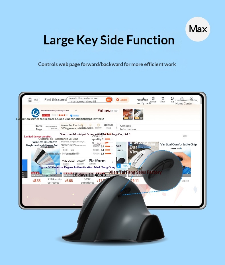 NeoGear Mobile Mouse Dual Mode Three Channel Silent Vertical Wireless In Stock Button Ergonomic_voghion.com