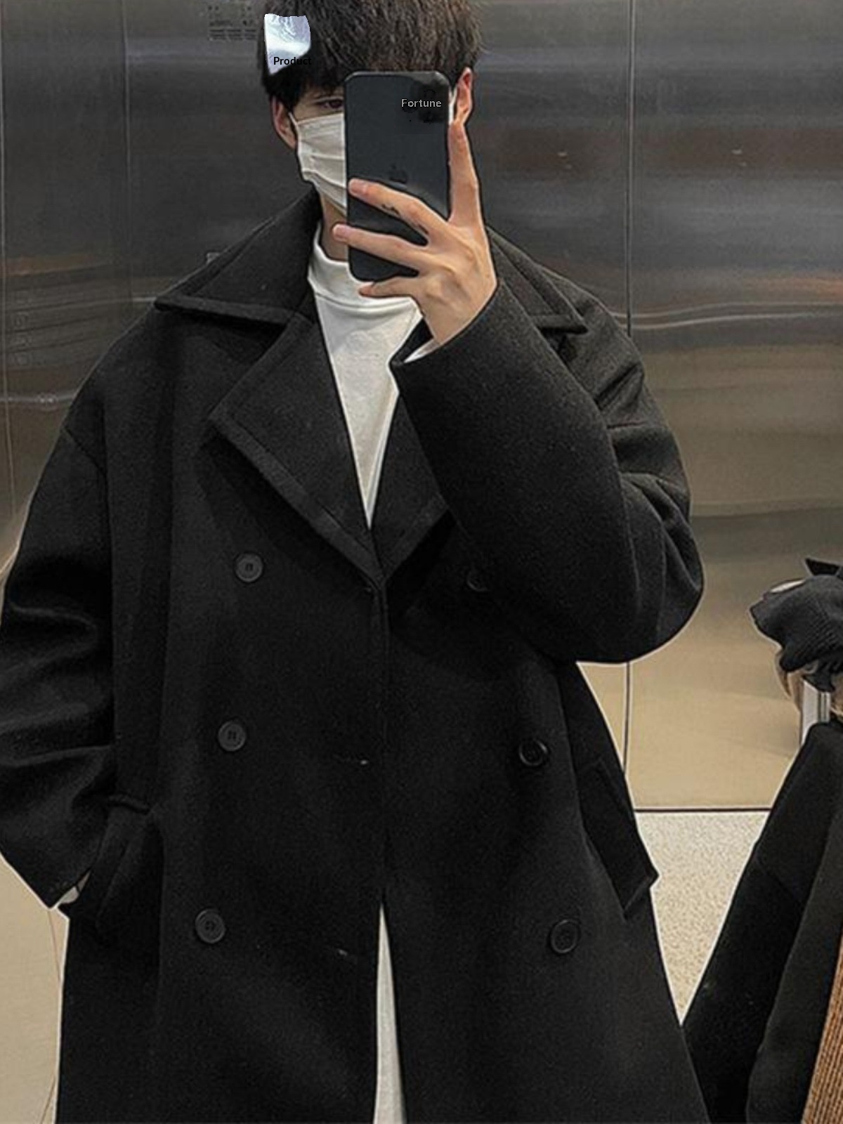 boy Boy Boy Winter Wool Coat For Men, Hong Kong Style, Mid-Length, Over-the-Knee, Thickened, Loose Fit, High-End Woolen Trench Coat,_voghion.com