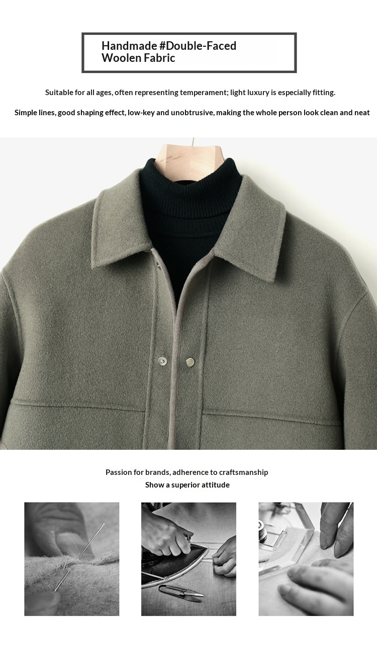 boy Boy Boy Fanwo FW1301 New In Stock 2024 Autumn Winter Pure Handmade Short Double-Sided Cashmere Coat For Men Fashion Jacket_voghion.com