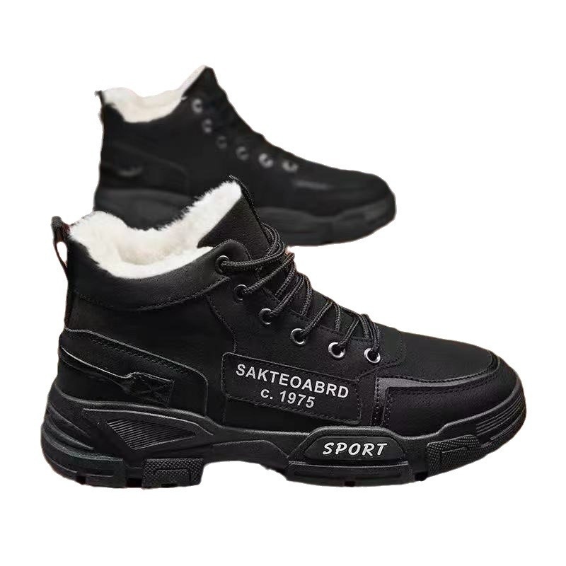 Glide Martin Winter Work High-top Men's Cotton Shoes With Fleece Warm Waterproof Non-slip Northeast Snow Boots Men_voghion.com