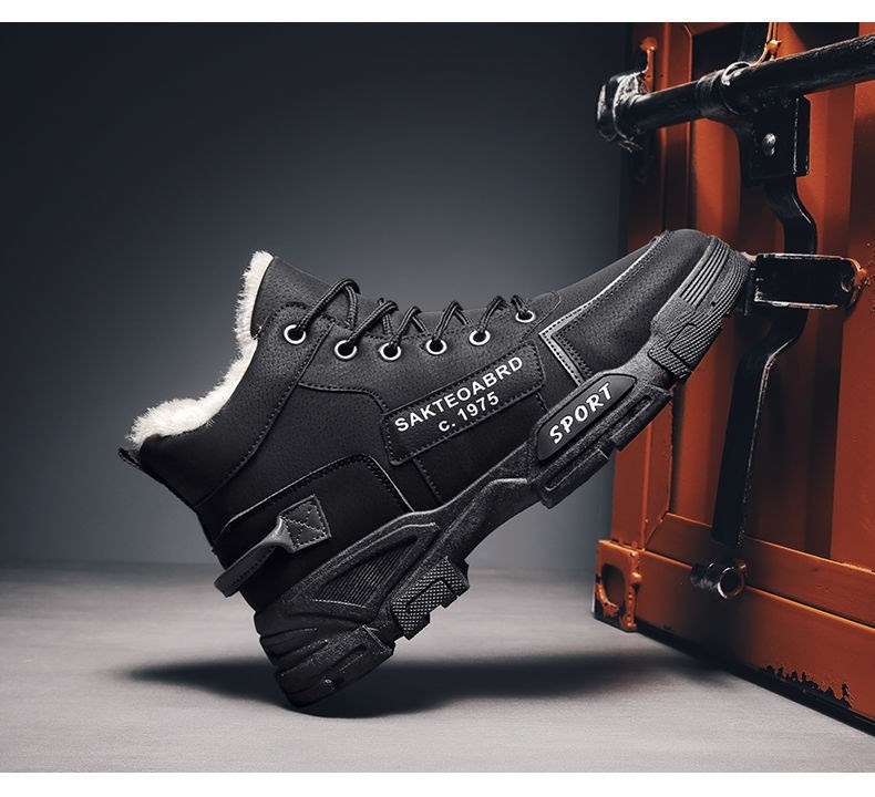 Glide Martin Winter Work High-top Men's Cotton Shoes With Fleece Warm Waterproof Non-slip Northeast Snow Boots Men_voghion.com