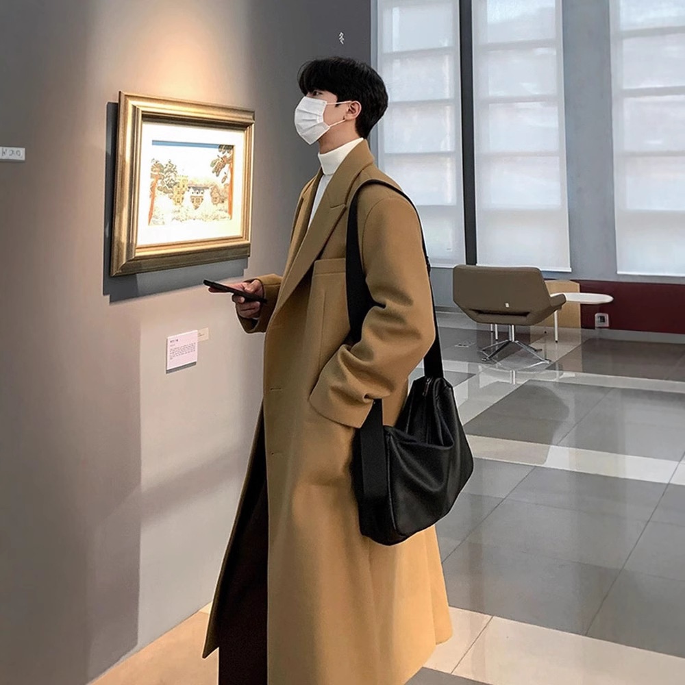 boy Boy Boy C3000 2024 Winter New Wool For Men Korean Style Over-the-Knee Thickened Woolen Jacket Casual Trench Coat_voghion.com