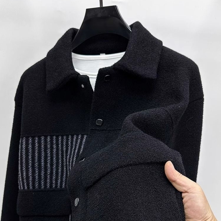 boy Boy Boy Jacket Coat Men's Turn-Down Collar Short Casual Woolen Autumn Winter Thickened Trendy Outerwear Factory Direct Sale_voghion.com