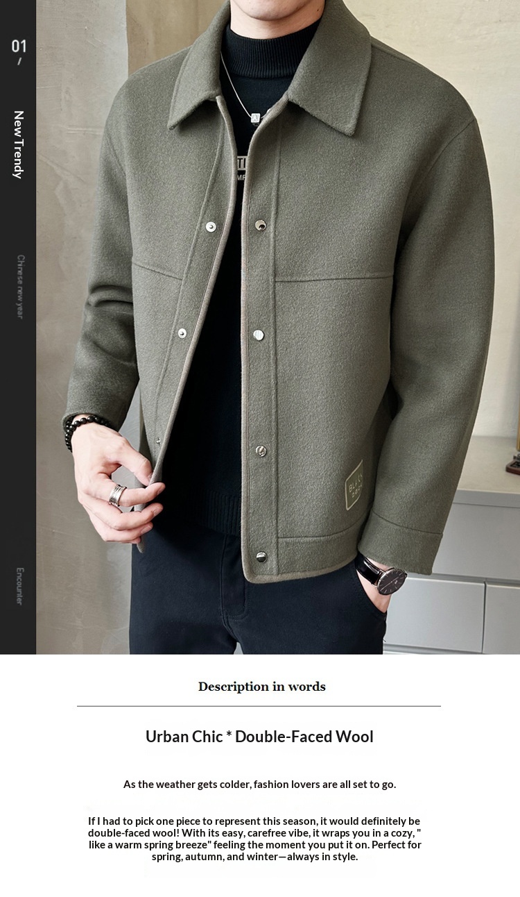 boy Boy Boy Fanwo FW1301 New In Stock 2024 Autumn Winter Pure Handmade Short Double-Sided Cashmere Coat For Men Fashion Jacket_voghion.com