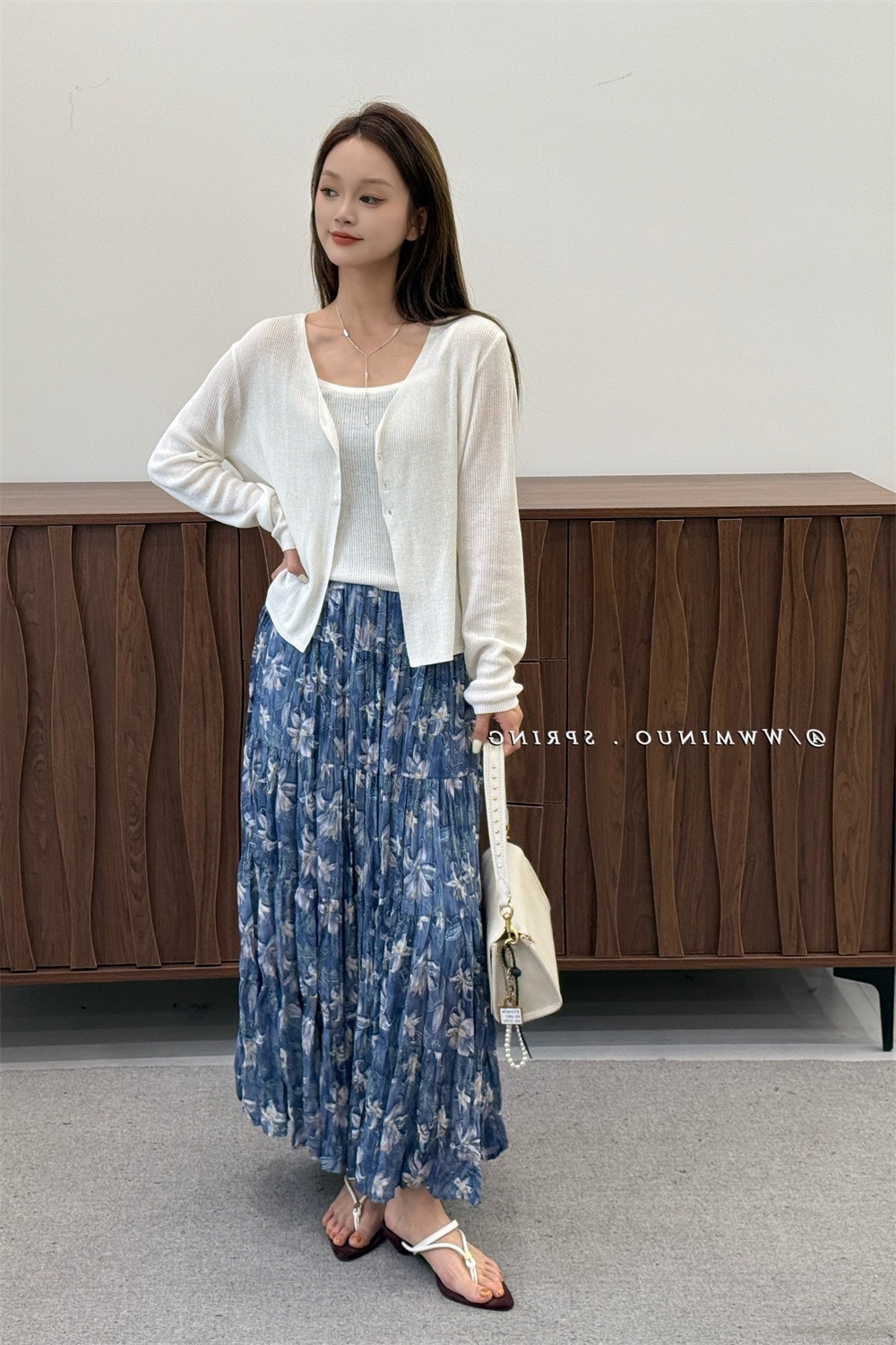 ChicShe Europe Station 2025 Early New European Goods Korean Style Fresh Floral A-line Midi Skirt For Women Spring And Autumn_voghion.com