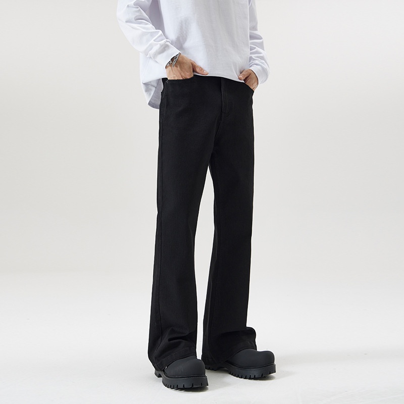 Boy Boy JIAMU Herfst Winter Stretch Zwarte Bajia Scimitar Flared Jeans Heren Slim Fit Beenverlengende Bootcut Broek_voghion.com