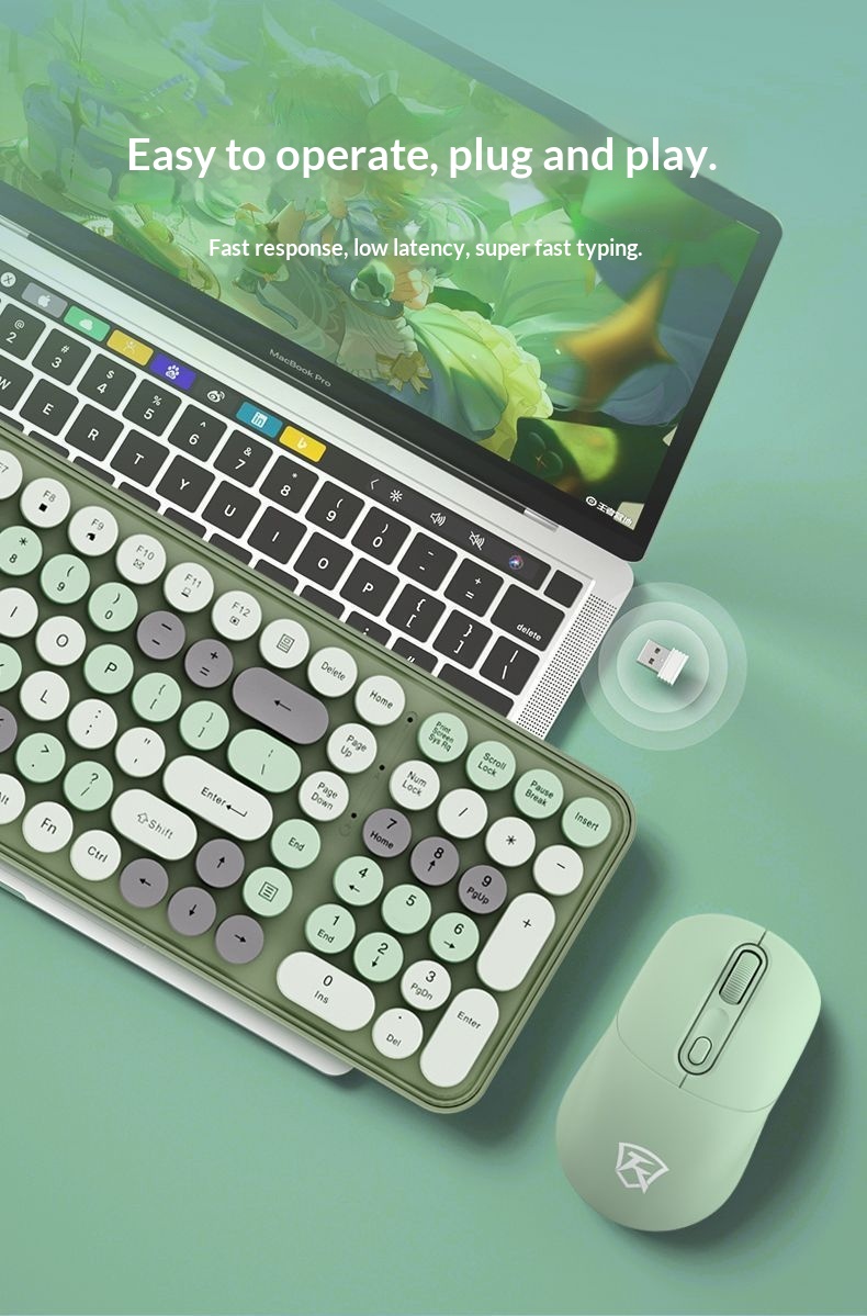 NeoGear Kabellose Tastatur und Maus mit Bluetooth, drei Modi, wiederaufladbar, niedlich, tragbar, leise – ideal für Computer und Laptops, auch für Mädchen_voghion.com