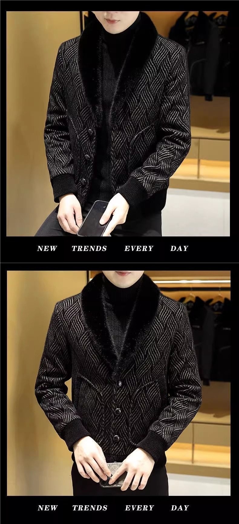 boy Boy Boy Winter Fleece-Lined Thickened Coat For Men, Fashionable Suit Wool Collar, Casual Versatile Warm Woolen Jacket_voghion.com