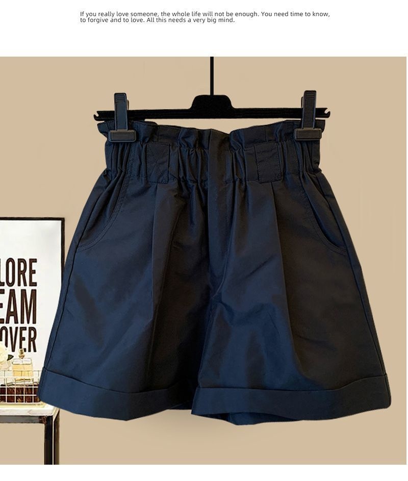 ChicShe Plus Size Women's Summer New Style Slightly Chubby MM Elegant Ruffled Chiffon Blouse Versatile Slimming Shorts Two-Piece_voghion.com