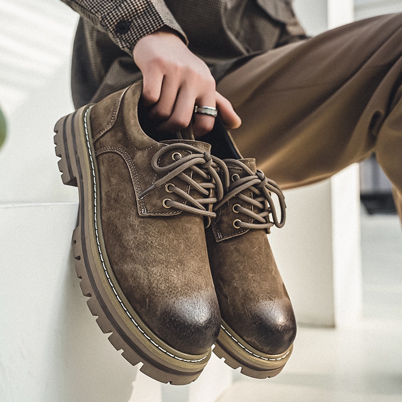 Glide Glide Spring Nw Lathr Pigskin British Rtro Low-top Thick-sold Hight-incrasing Non-slip Casual Work Shos Mn's_voghion.com