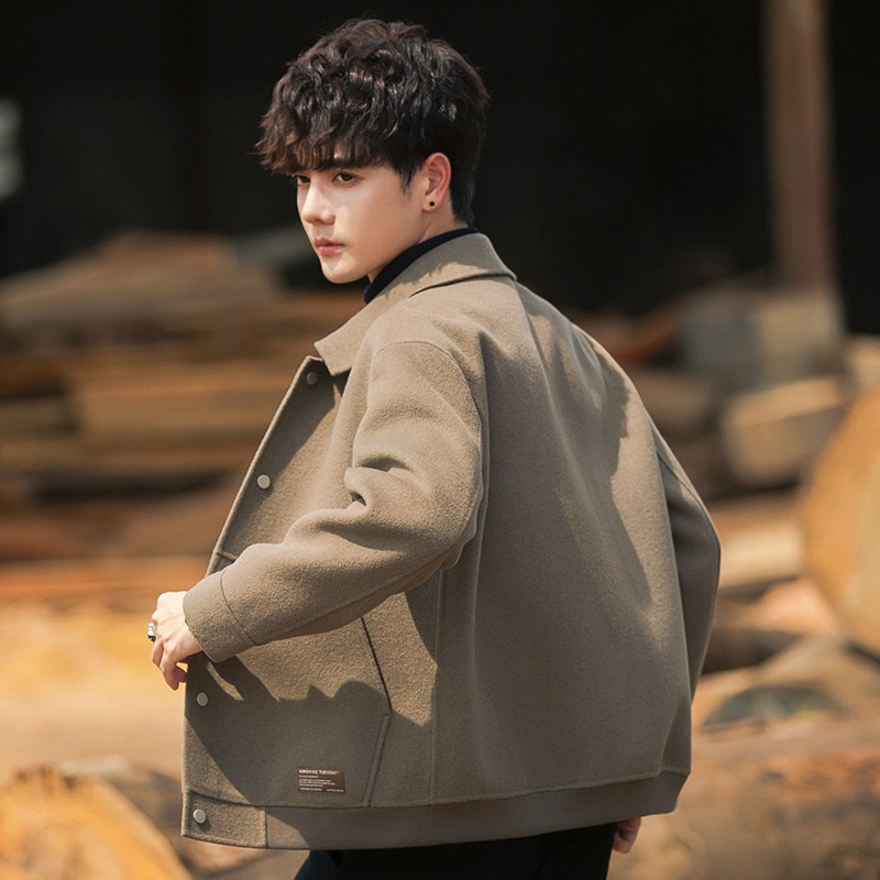 boy Boy Boy 22A01 Men's Double-Sided Jacket New Trend Thickened Woolen Short Cashmere Coat Autumn Winter Casual_voghion.com