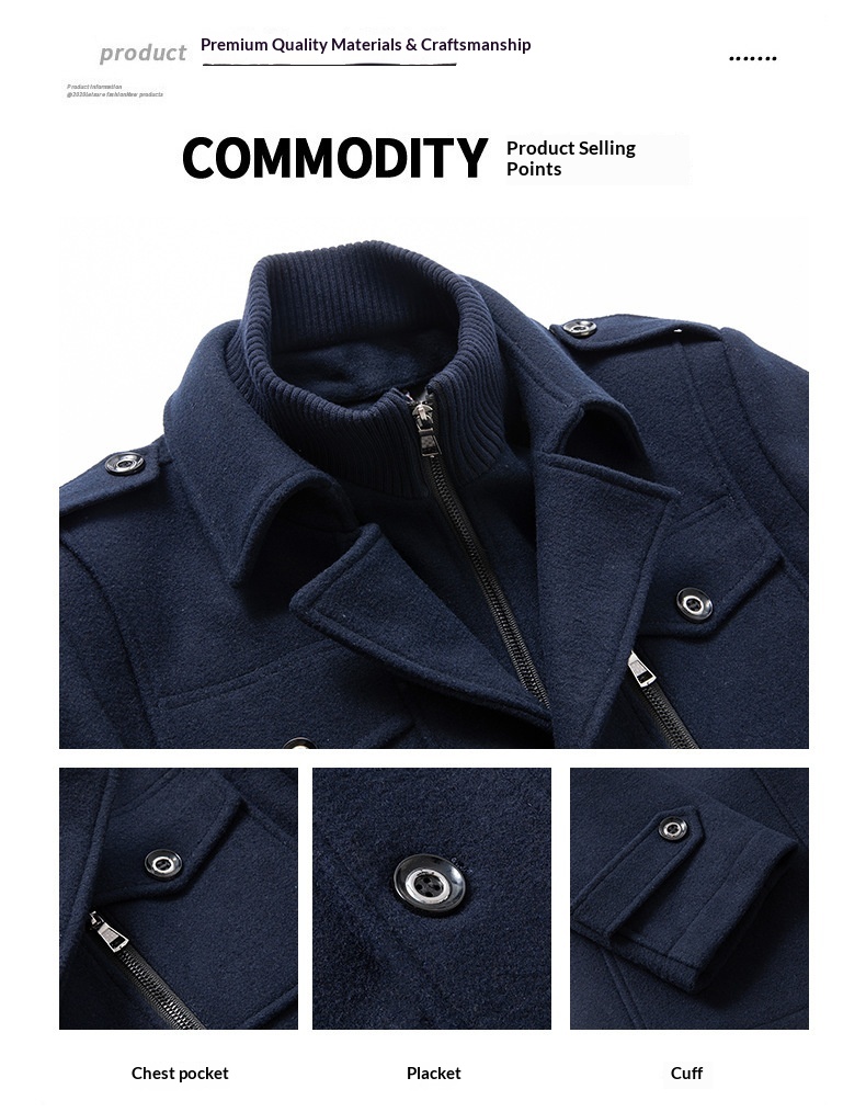 boy Boy Boy Autumn Winter Business Fashion Double Collar Cold-Resistant Woolen Men's Jacket Cross-Border Wool Coat Men_voghion.com