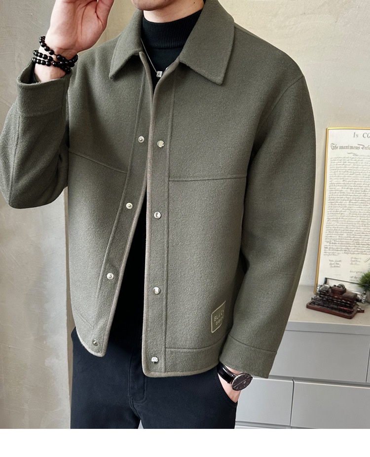boy Boy Boy Fanwo FW1301 New In Stock 2024 Autumn Winter Pure Handmade Short Double-Sided Cashmere Coat For Men Fashion Jacket_voghion.com