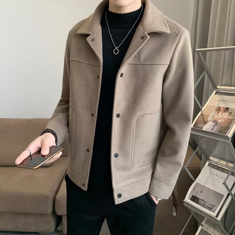 boy Boy Boy Winter Korean Coat Men's Light Mature Style Lapel Woolen Jacket Autumn Trendy Short Slim Fit Versatile Overcoat_voghion.com