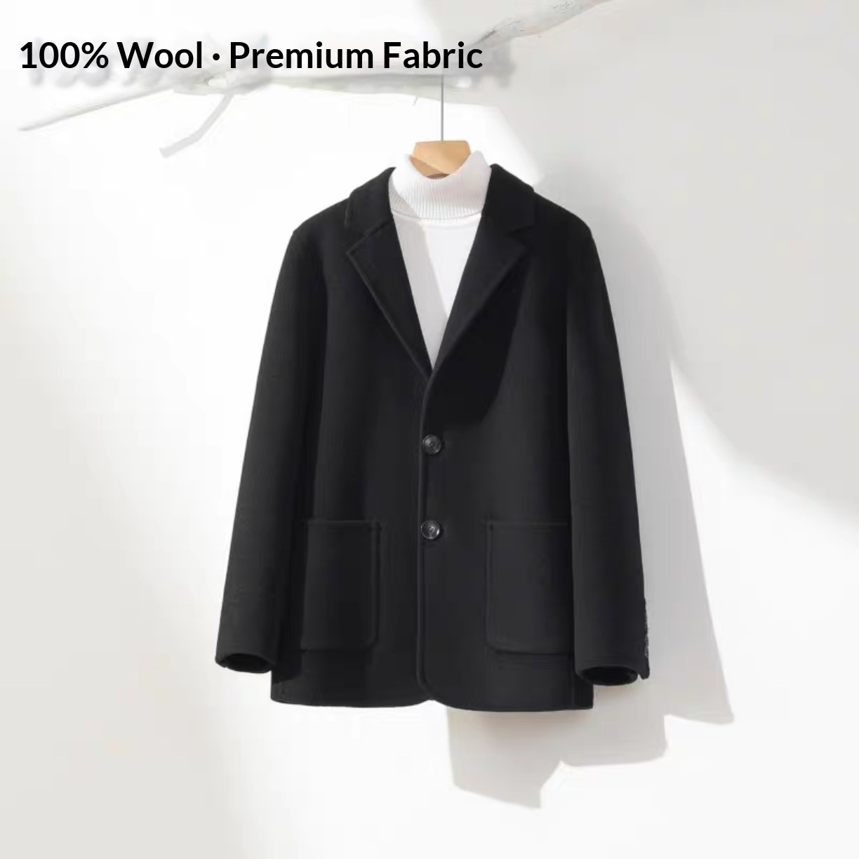 boy Boy Boy Autumn Winter 100% Wool High-End Double-Sided Suit Business Casual Woolen Coat Men's Clothing_voghion.com