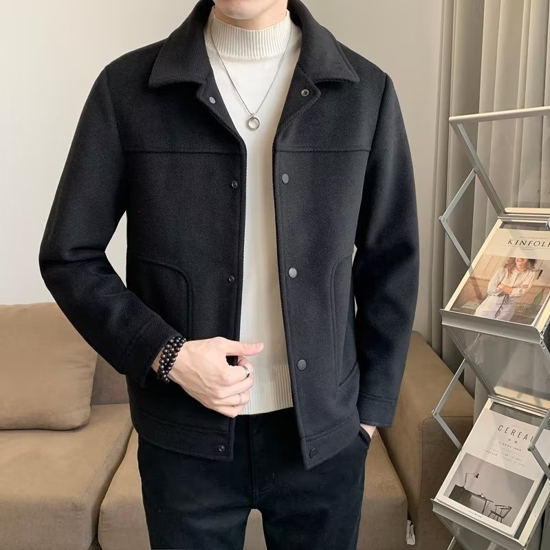 boy Boy Boy Winter Korean Coat Men's Light Mature Style Lapel Woolen Jacket Autumn Trendy Short Slim Fit Versatile Overcoat_voghion.com