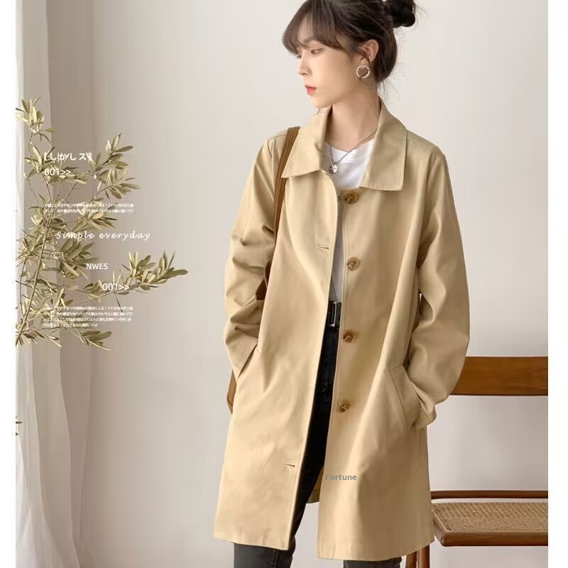 Women's Clothing Women's Clothing Women's Clothing Women's Clothing College Style Mid-Length Trench Coat Women, Autumn A_voghion.com