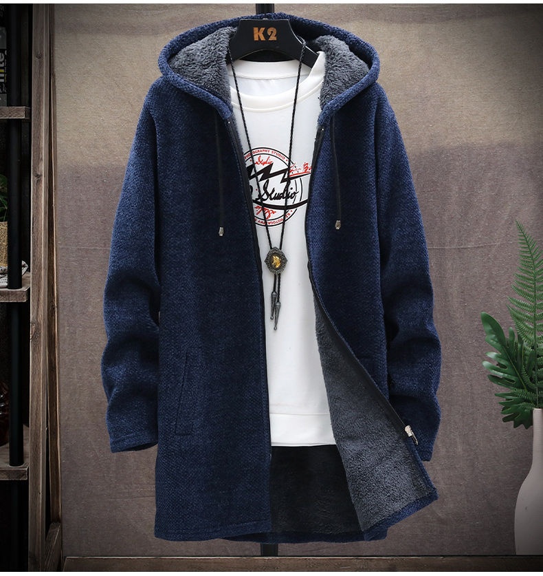 boy Boy Boy High-Quality Autumn Winter New Men's Casual Mid-Length Versatile Fleece Knit Cardigan Trench Coat Jacket_voghion.com