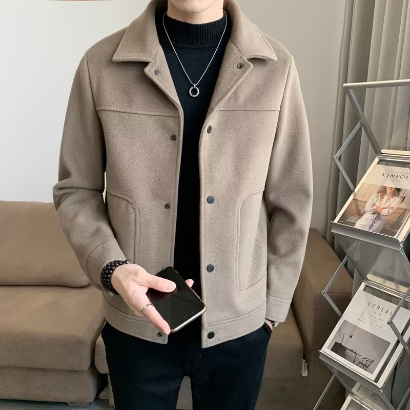 boy Boy Boy Winter Korean Coat Men's Light Mature Style Lapel Woolen Jacket Autumn Trendy Short Slim Fit Versatile Overcoat_voghion.com