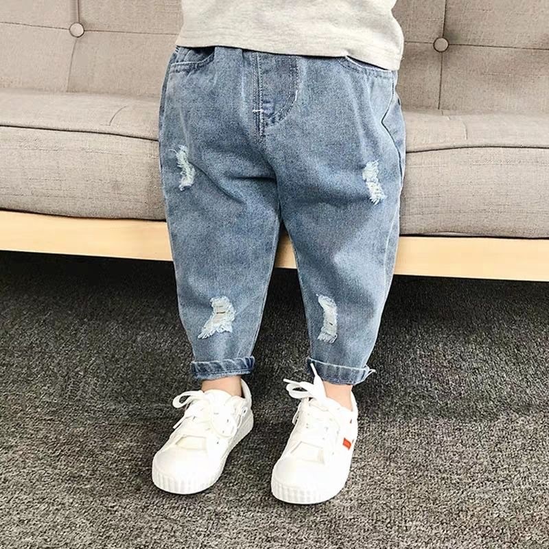 ragazzo Ragazzo Ragazzo Abbigliamento per bambini Jeans strappati per bambini Primavera e autunno Nuovo stile 1-8 anni Ragazze Ragazzi Larghi Lunghi Neonato Elegante Papà_voghion.com