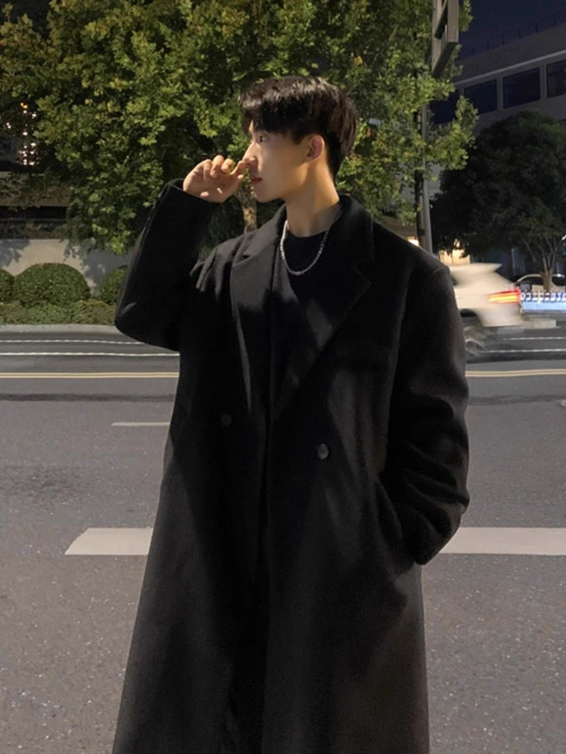 boy Boy Boy Men's Wool Medium Length Autumn Winter High-end Trendy Plus Size Thick Over-the-knee Loose Woolen Trench Coat For Women_voghion.com