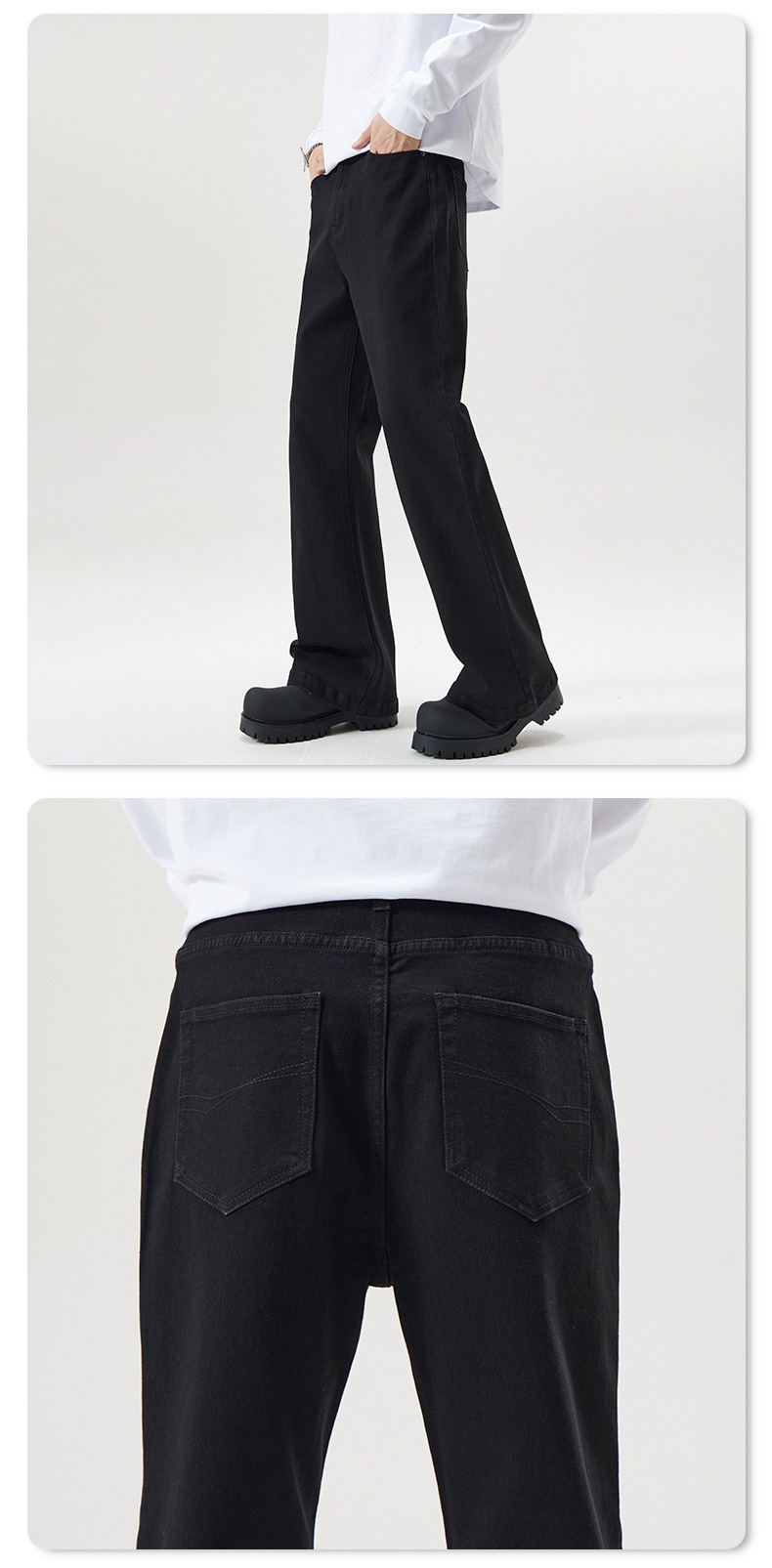 Boy Boy JIAMU Herfst Winter Stretch Zwarte Bajia Scimitar Flared Jeans Heren Slim Fit Beenverlengende Bootcut Broek_voghion.com