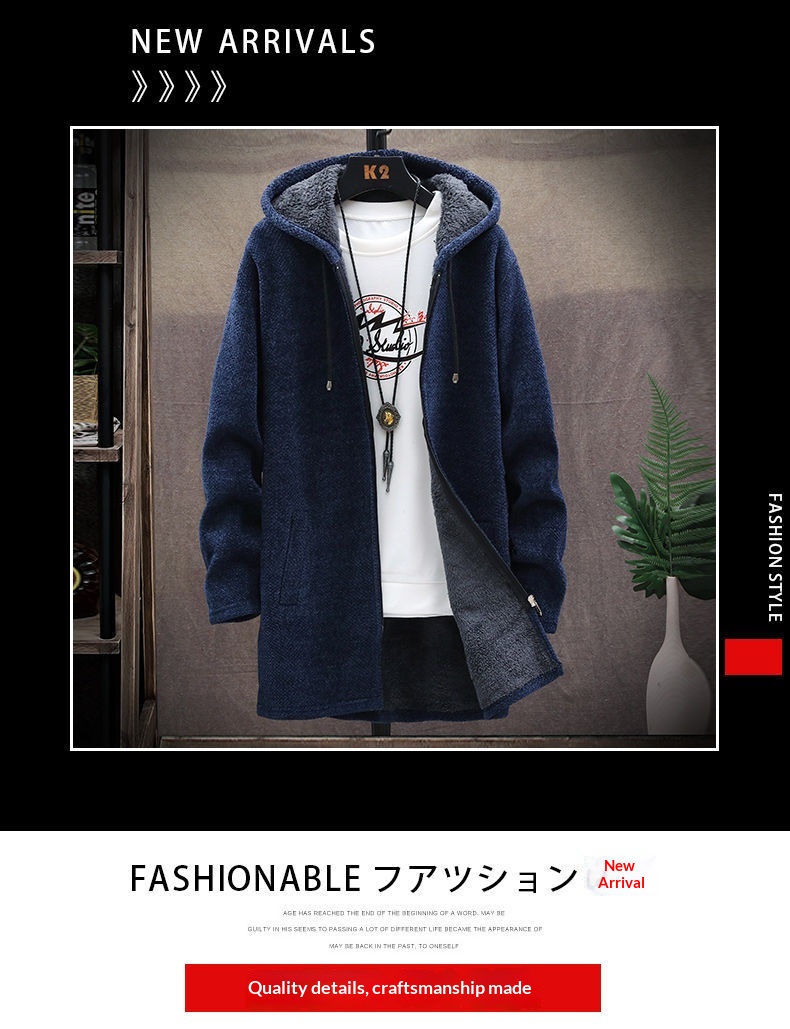 boy Boy Boy High-Quality Autumn Winter New Men's Casual Mid-Length Versatile Fleece Knit Cardigan Trench Coat Jacket_voghion.com