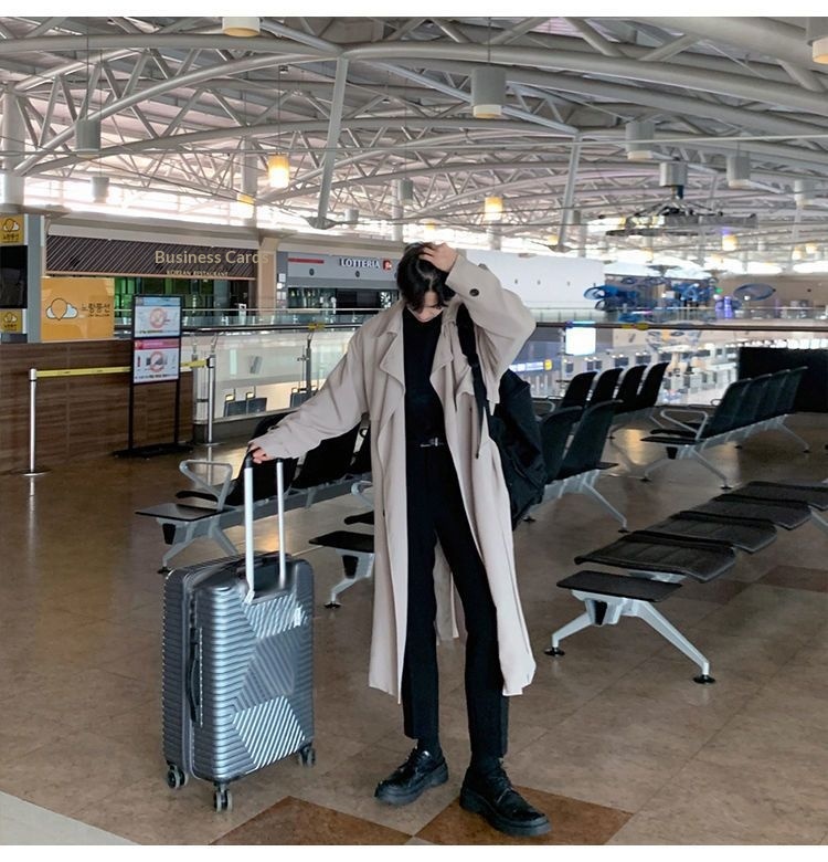 boy Boy Boy Autumn Winter Design Trench Men's Mid-Length Jacket Korean Casual Loose British Style Double-Breasted Coat_voghion.com