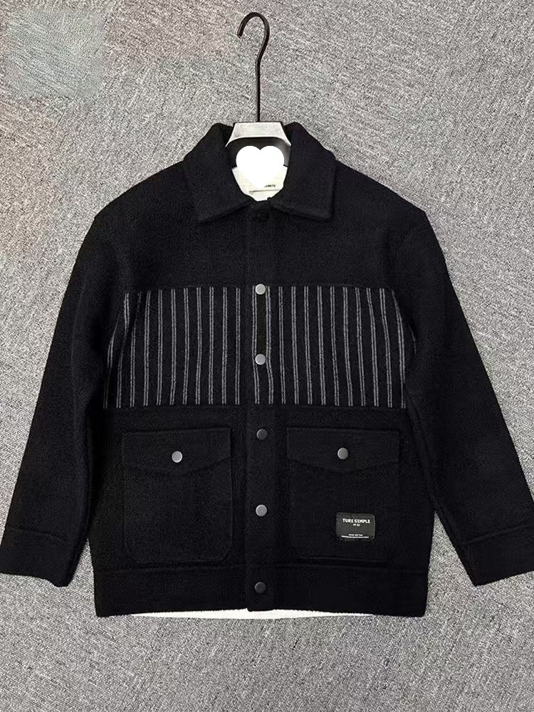 boy Boy Boy Jacket Coat Men's Turn-Down Collar Short Casual Woolen Autumn Winter Thickened Trendy Outerwear Factory Direct Sale_voghion.com