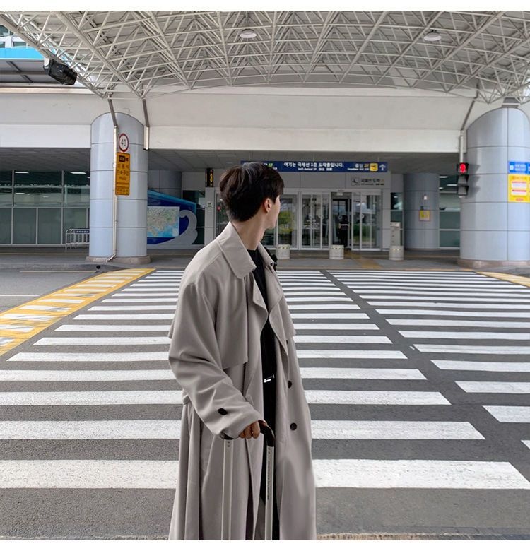 boy Boy Boy Autumn Winter Design Trench Men's Mid-Length Jacket Korean Casual Loose British Style Double-Breasted Coat_voghion.com