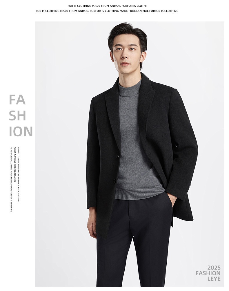 boy Boy Boy Men's 100% Double-Sided Wool Coat Autumn Winter Light Business Mid-Length Down Liner Suit Collar Woolen Jacket_voghion.com
