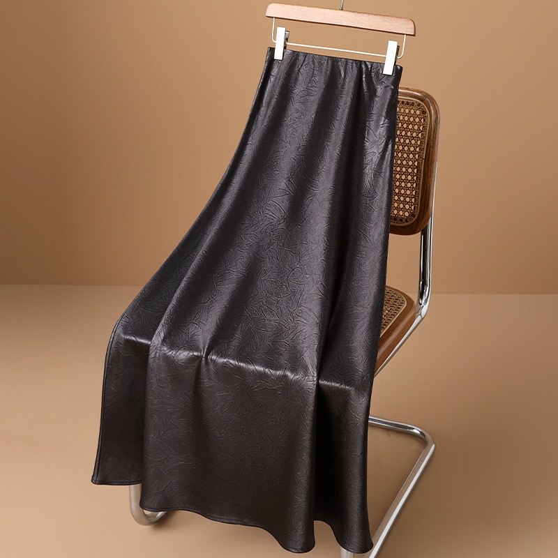 ChicShe S10 Champagne Pink Jacquard Silky Satin Half-length Long Women 2025 Spring European Goods Western Style Fishtail Skirt_voghion.com