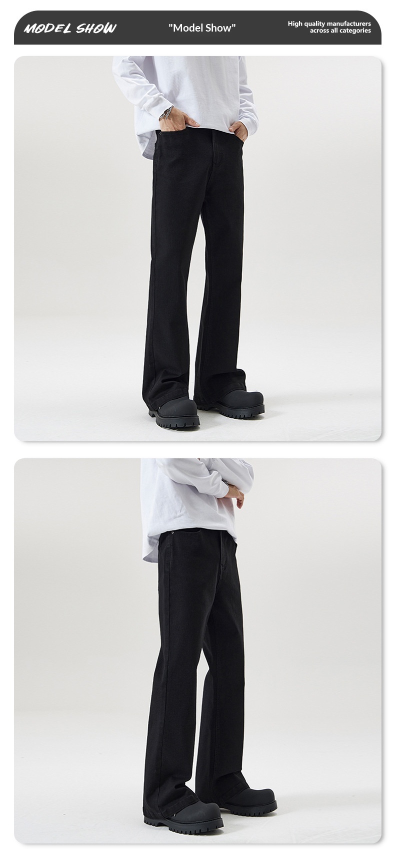 Boy Boy JIAMU Herfst Winter Stretch Zwarte Bajia Scimitar Flared Jeans Heren Slim Fit Beenverlengende Bootcut Broek_voghion.com