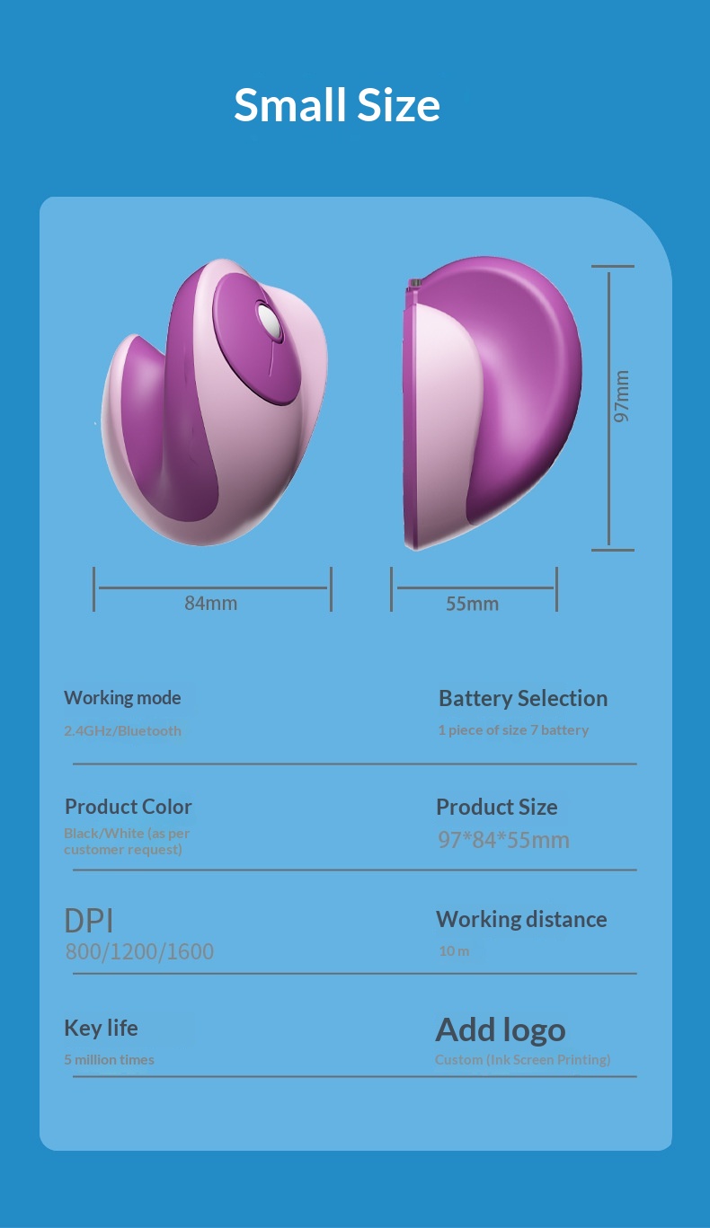 NeoGear Mobile Mouse Dual Mode Three Channel Silent Vertical Wireless In Stock Button Ergonomic_voghion.com