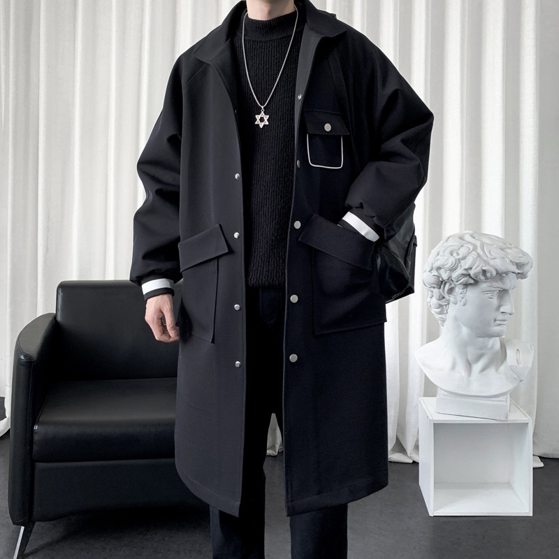 boy Boy Boy 2022 New Autumn Winter Trench Mid-Length Elegant Over-the-Knee Coat Men Mature Style_voghion.com