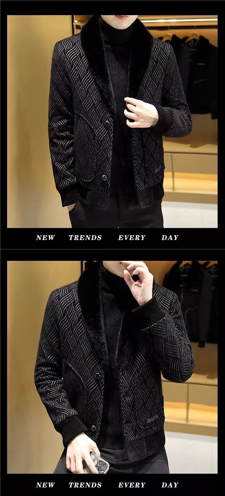 boy Boy Boy Winter Fleece-Lined Thickened Coat For Men, Fashionable Suit Wool Collar, Casual Versatile Warm Woolen Jacket_voghion.com