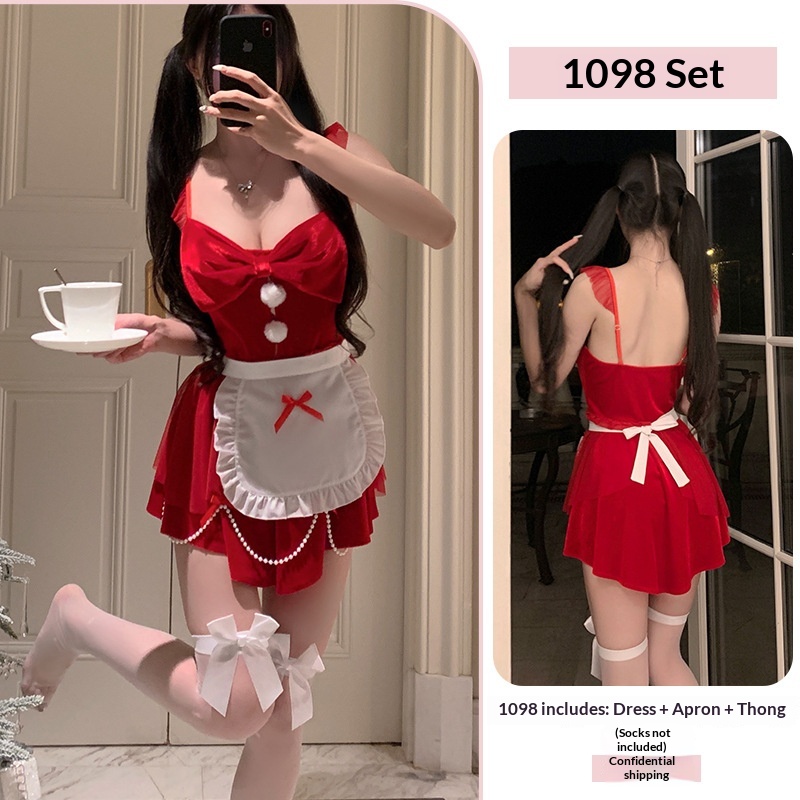 Eros Lab Yiyue Original Weihnachtsoutfit Neujahr Roter Koch Sexy Dessous Pure Desire Uniform Temptation Pyjama Set 1098_voghion.com
