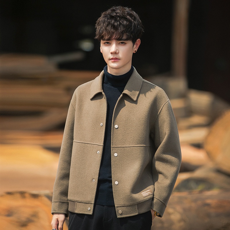 boy Boy Boy 22A01 Men's Double-Sided Jacket New Trend Thickened Woolen Short Cashmere Coat Autumn Winter Casual_voghion.com