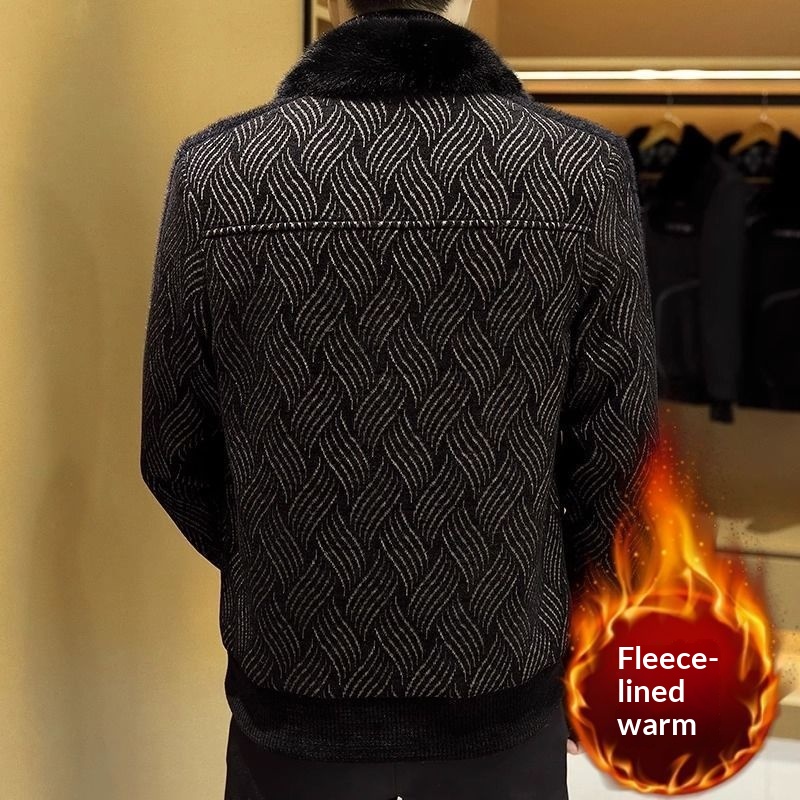 boy Boy Boy Winter Fleece-Lined Thickened Coat For Men, Fashionable Suit Wool Collar, Casual Versatile Warm Woolen Jacket_voghion.com