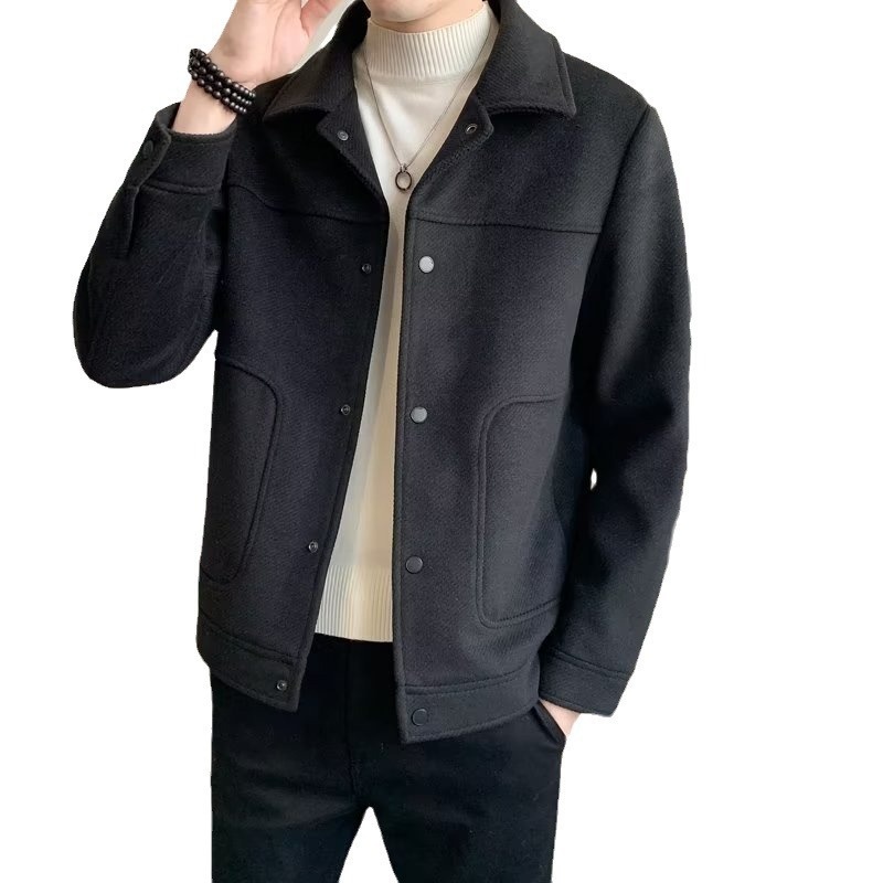 boy Boy Boy Winter Korean Coat Men's Light Mature Style Lapel Woolen Jacket Autumn Trendy Short Slim Fit Versatile Overcoat_voghion.com