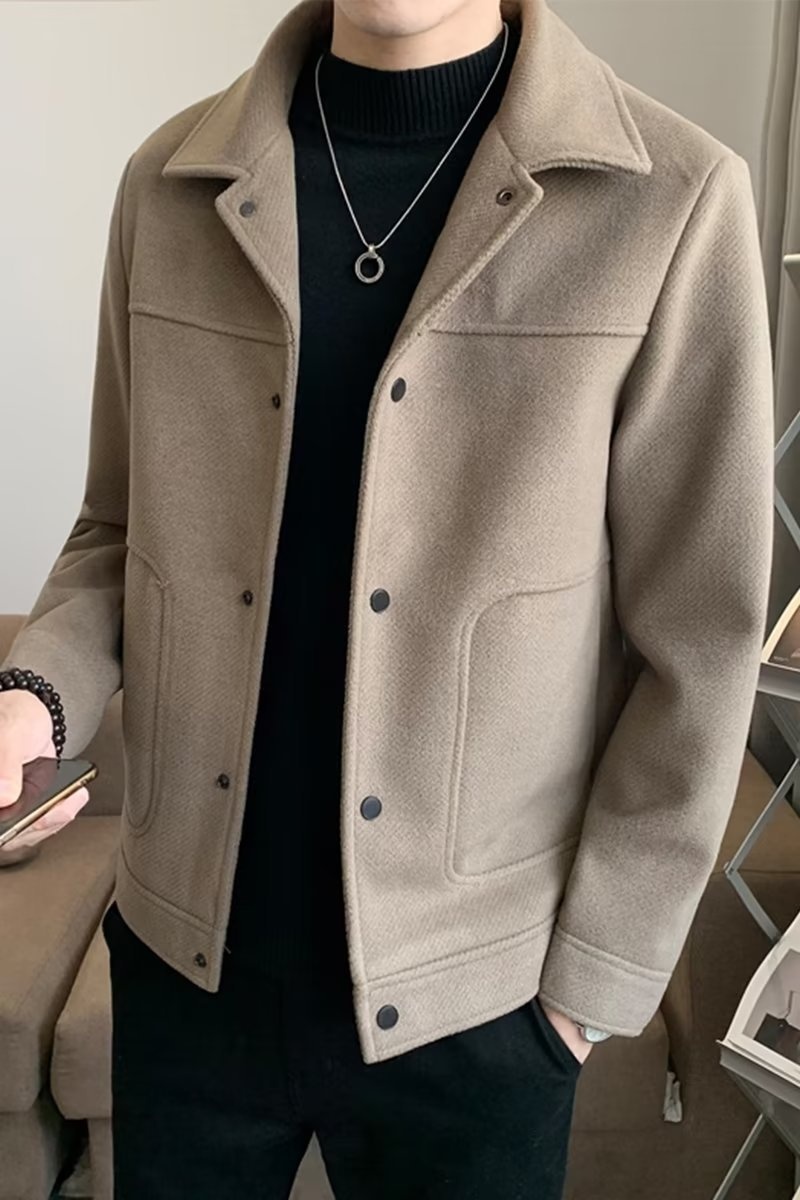 boy Boy Boy Winter Korean Coat Men's Light Mature Style Lapel Woolen Jacket Autumn Trendy Short Slim Fit Versatile Overcoat_voghion.com