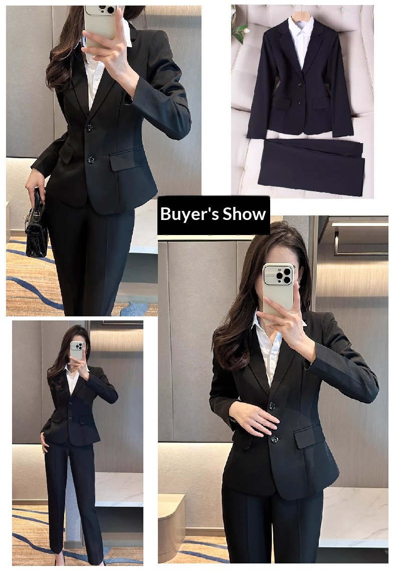 ChicShe Professional Suit Set For Women Hotel Front Desk Manager Workwear Autumn Winter Elegant Civil Servant Formal Small_voghion.com